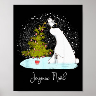 Joyeux Noël - Cute Lar Bear Penguin Christmas Poster