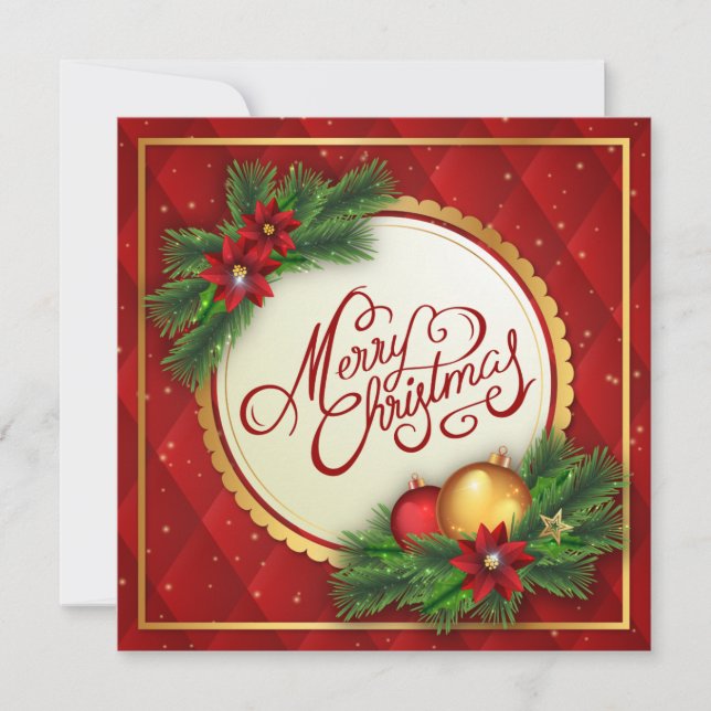 Joyeux Noël d'argent et de rouge| Invitation (Devant)