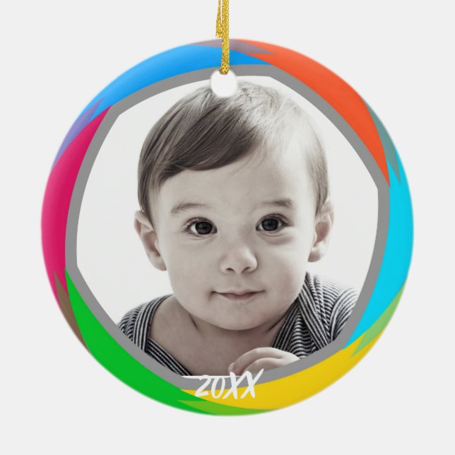 Joyeux Noël Date Ornement Photo (Dos)