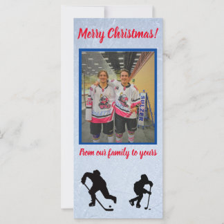 Joyeux Noël de hockey carte plat verticale