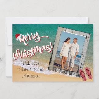 Joyeux Noël de la carte de Noël de la plage