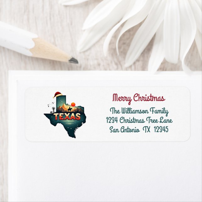 Joyeux Noël de Texas Holiday Adresse de retour (En situation)