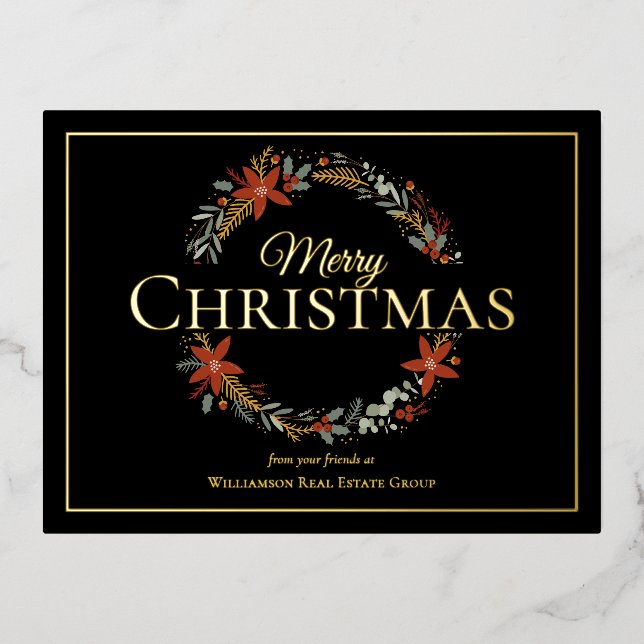 Joyeux Noël de vacances Poinsettia Wreath Business (Recto)