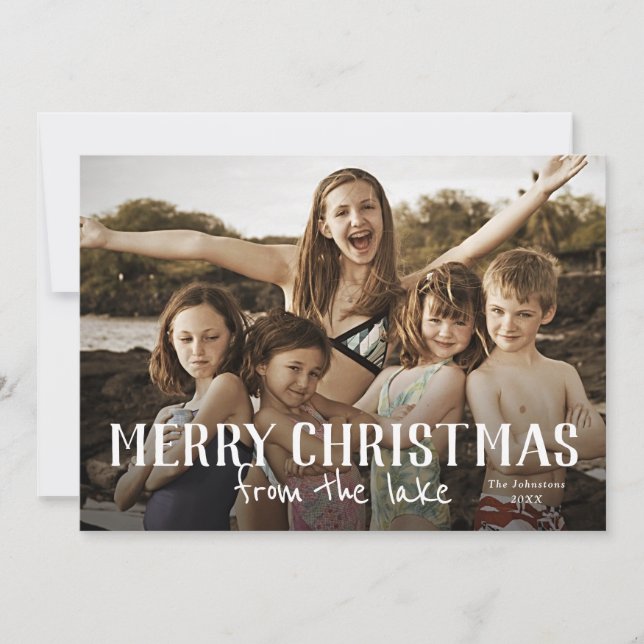 Joyeux Noël depuis la location du lac carte photo (Devant)
