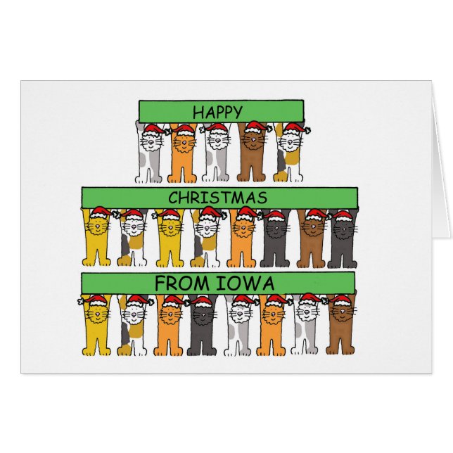 Joyeux Noël des chats caricaturaux de l'Iowa (Devant horizontal)