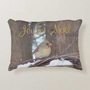 Joyeux Noel Designer Bird Pillow