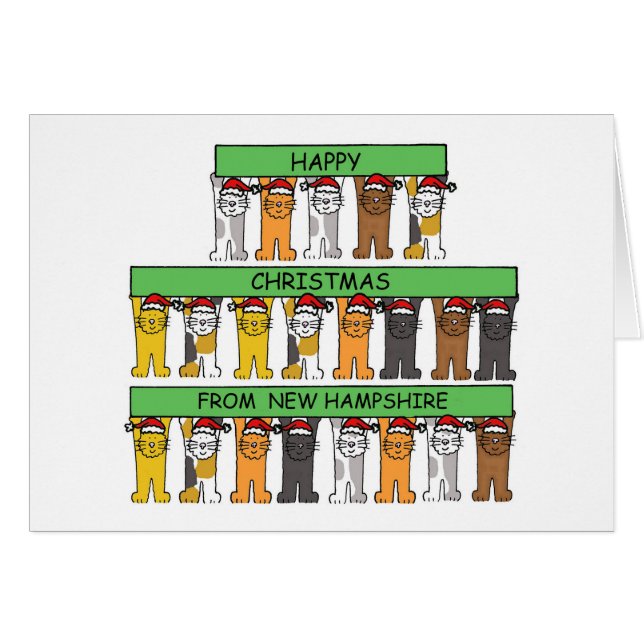 Joyeux Noël du New Hampshire de mignons chats (Devant horizontal)