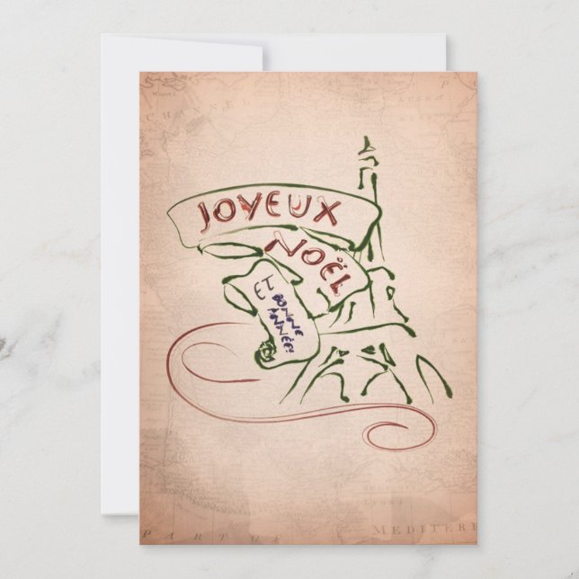 Joyeux Noël Eiffel Tower Christmas Card (Front)