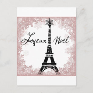 Joyeux Noël Eiffel Tower Paris Christmas Print Holiday Postcard