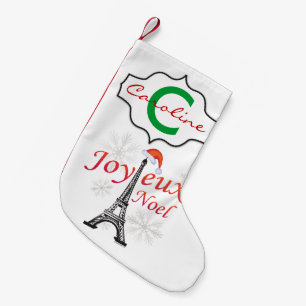 Joyeux Noel  Eiffel Tower Personalized Small Christmas Stocking