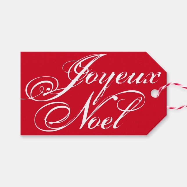 Joyeux Noel ~ Elegant Christmas Gift Tag (Front (Horizontal))