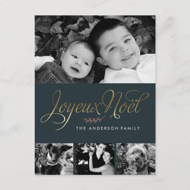 Joyeux Noel Elegant French Christmas Holiday Postcard (Front)