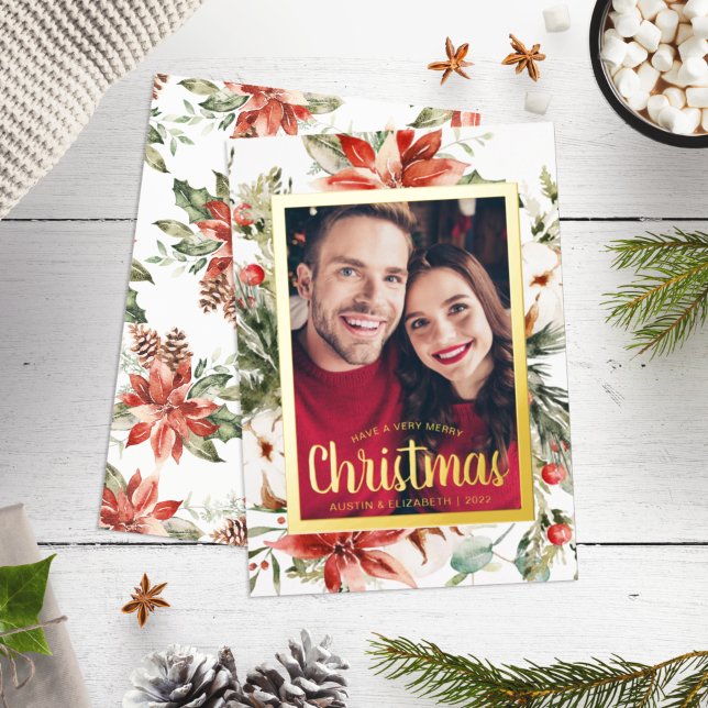 Joyeux Noël Elegant Gold Foil Carte de vacances (Créateur téléchargé)