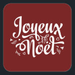 Joyeux Noel Elegant Red French Christmas  Square Sticker<br><div class="desc">Cute french Merry Christmas/Joyeux Noel supplies for your themed Christmas party.</div>