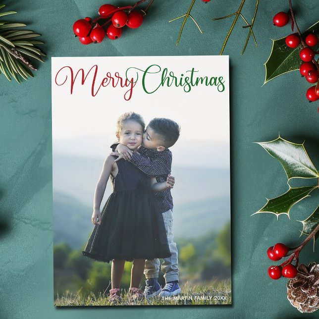 Joyeux Noël Élégant Rouge Vert Photo Magnet (Créateur téléchargé)