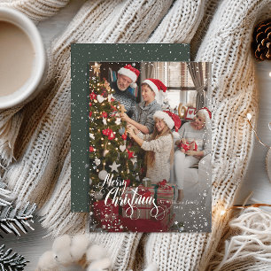 Joyeux Noël Élégant Une Photo Carte Cadres Neige