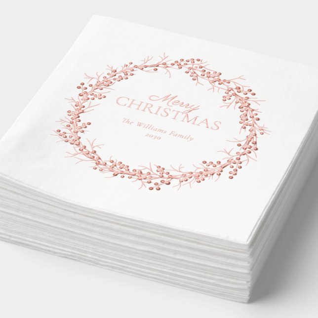 Joyeux Noël Elegant Wreath Party Rose Gold (Détail)