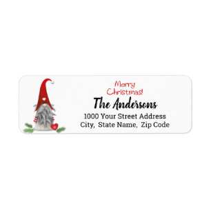 Joyeux Noël Elf Gnome Adresse de retour Label