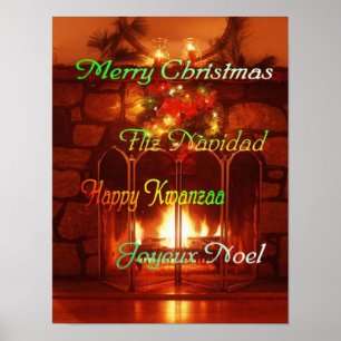 Joyeux Noël, en 4 langues, affiche