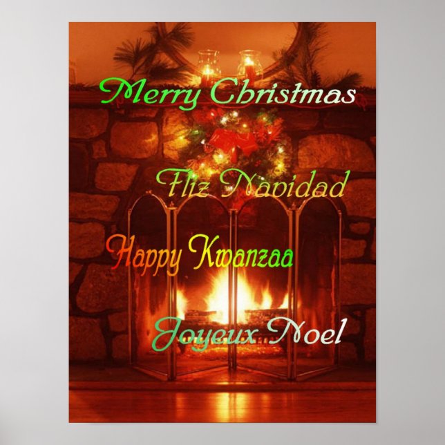 Joyeux Noël, en 4 langues, affiche (Devant)