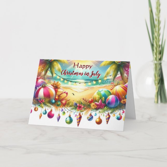 Joyeux Noël en juillet Carte de vacances tropicale (Devant)