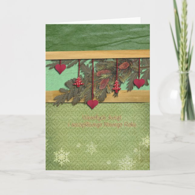 Joyeux Noël en polonais, carte de noël (Devant)