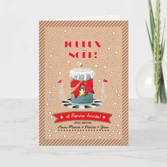 Joyeux Noël et Bonne Anné Carte de Noël en françai (Devant)