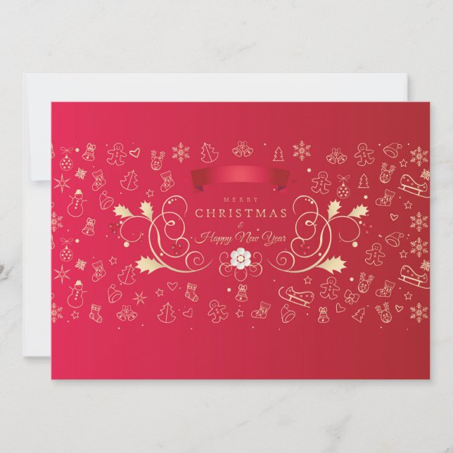 Joyeux Noël et Bonne Année ! Carte rouge XMAS (Devant)