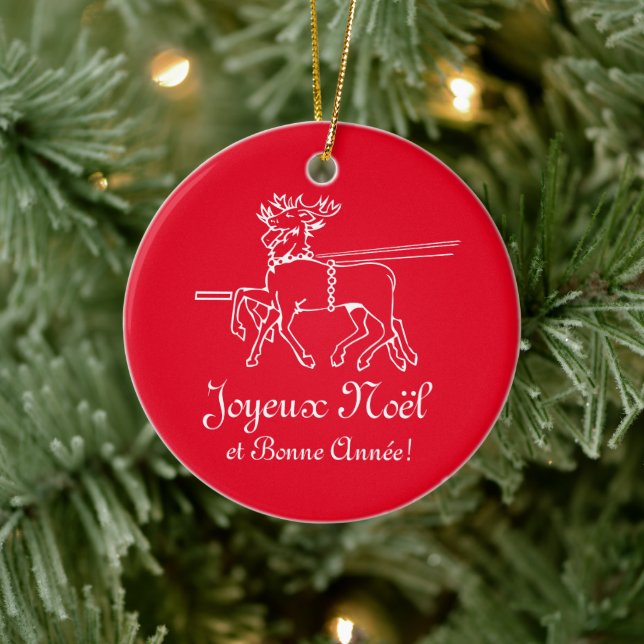 Joyeux Noël et bonne annee French Christmas Ceramic Ornament (Tree)