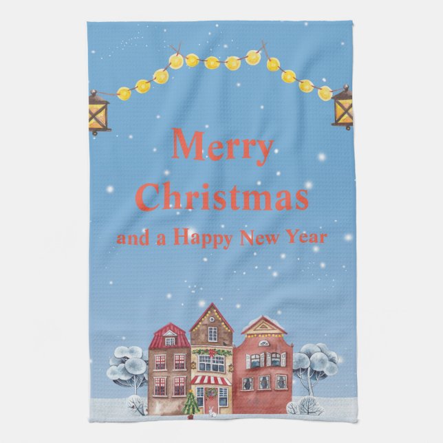 Joyeux Noël et Bonne année Serviettes de cuisine (Vertical)