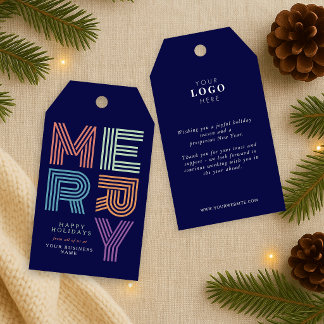 Joyeux Noël Étiquette Cadeau Colorée Logo Entrepri