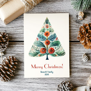 Joyeux Noël famille carte arbre de Noël