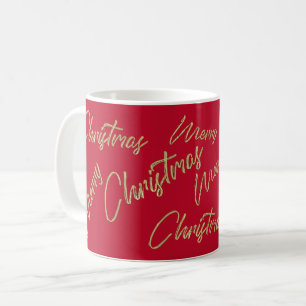Joyeux Noël Faux Gold Foil et Mug de café rouge