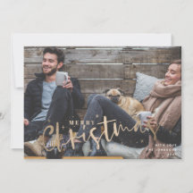 joyeux Noël faux or carte photo de vacances