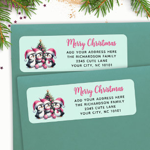 Joyeux Noël Festif Pingouins mignons Pink Mint