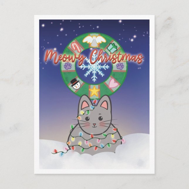 Joyeux Noël Fêtes Chat Carte de vœux (Devant)