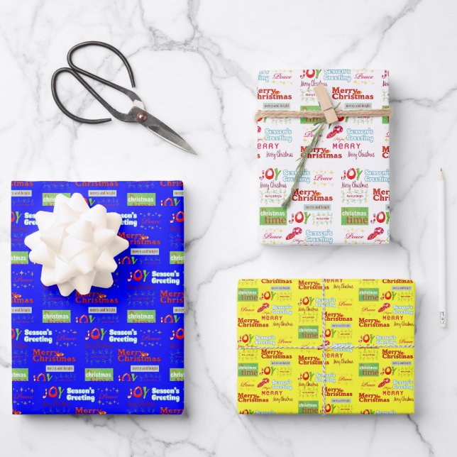 Joyeux Noël Feuilles Envelopper Papier Joie (Recto)