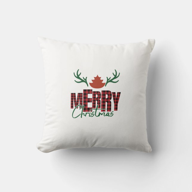 "Joyeux Noël" Flannel Texture Carré Coussin - (Recto)