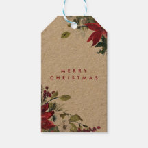 Joyeux Noël fleuri hiver étiquettes cadeaux