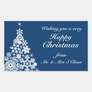 Joyeux Noël flocon de neige cadeau arbre étiquette