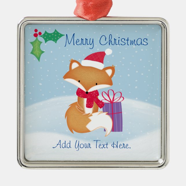 Joyeux Noël Fox céramique ornement (Devant)