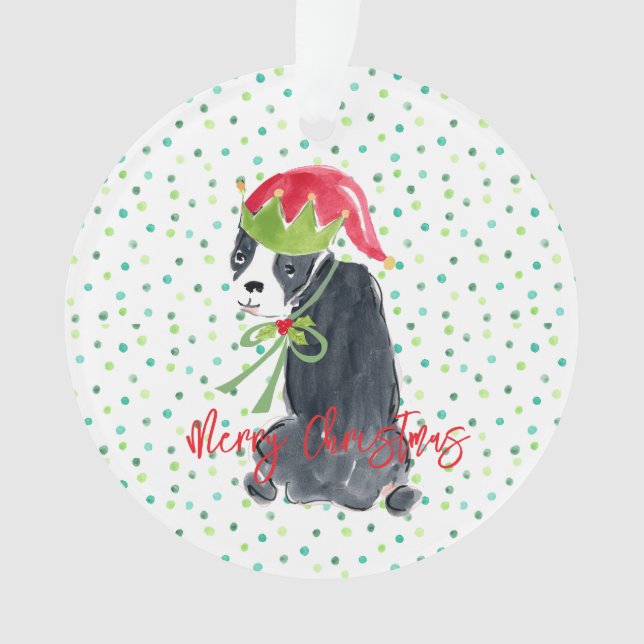 Joyeux Noël Français Bulldog Wreath Holly NAME (devant)