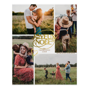 Joyeux Noel French Christmas Four Photo Collage Poster