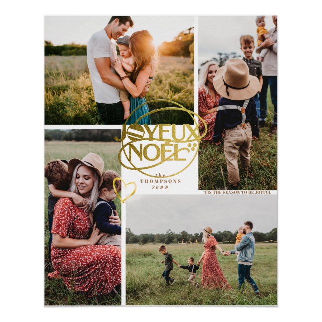 Joyeux Noel French Christmas Four Photo Collage Poster (Front)