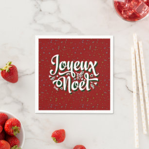 Joyeux Noël French Christmas Text Napkin