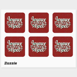 Joyeux Noël French Christmas Text Paper Square Sticker