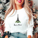 Joyeux Noel French Christmas with Eiffel Tower T-Shirt<br><div class="desc">This stylish holiday shirt says "Joyeux Noël" in French modern typography,  and has an image of the Eiffel Tower surrounded by pine branches and pine cones for an extra Christmas touch. We have used some art from LABFcreations.</div>