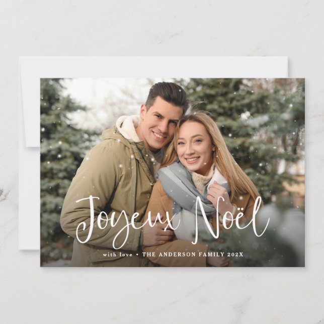 Joyeux Noel | French Christmas with Photo Holiday Card (Front)