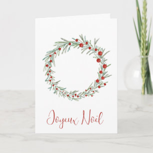 Joyeux Noël, French Christmas Wreath  Holiday Card