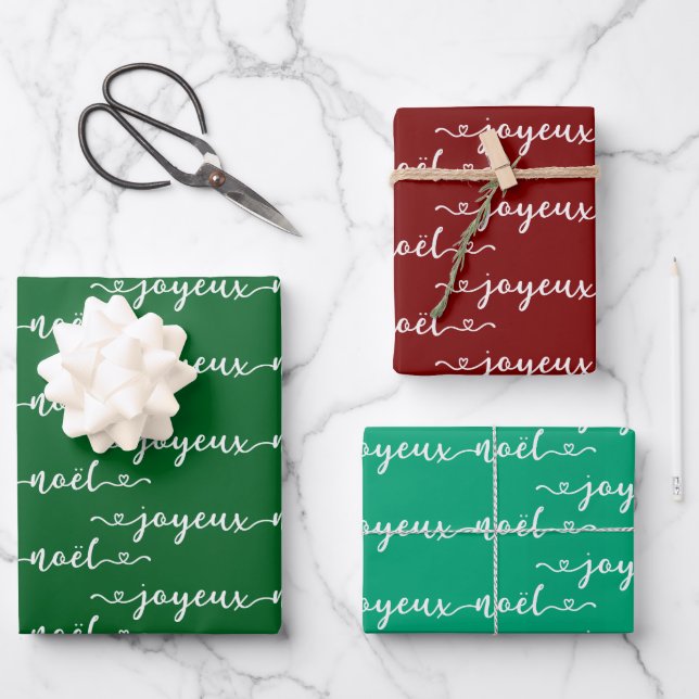 Joyeux Noel French Design  Wrapping Paper Sheet (Front)